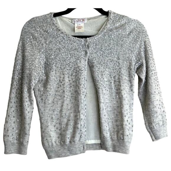 LaROK Sweater Cardigan Women Medium Sequin Cashmere Luxury Designer Button Front - Picture 1 of 7